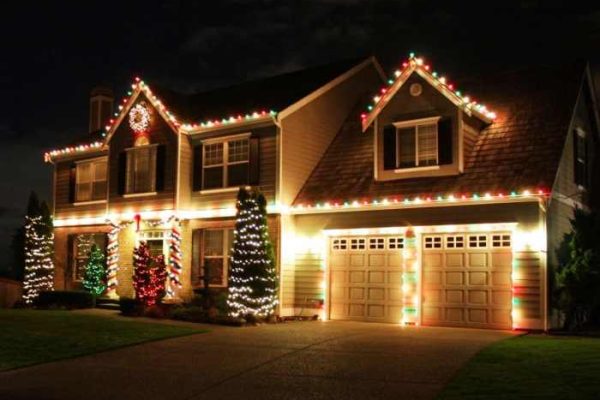 Outdoor christmas decor lighted