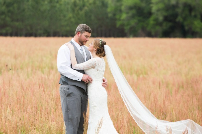 Lace wedding dress with 3/4 sleeves