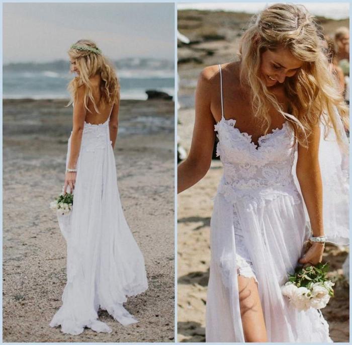 Long flowy beach wedding dresses